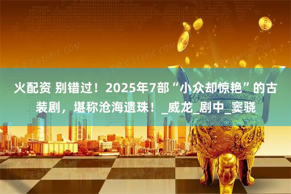 火配资 别错过！2025年7部“小众却惊艳”的古装剧，堪称沧海遗珠！_威龙_剧中_窦骁